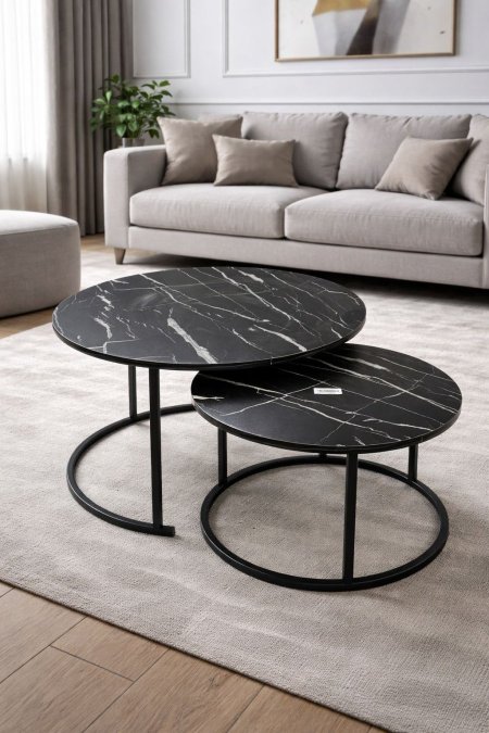 طقم طاولة اسود ماربل