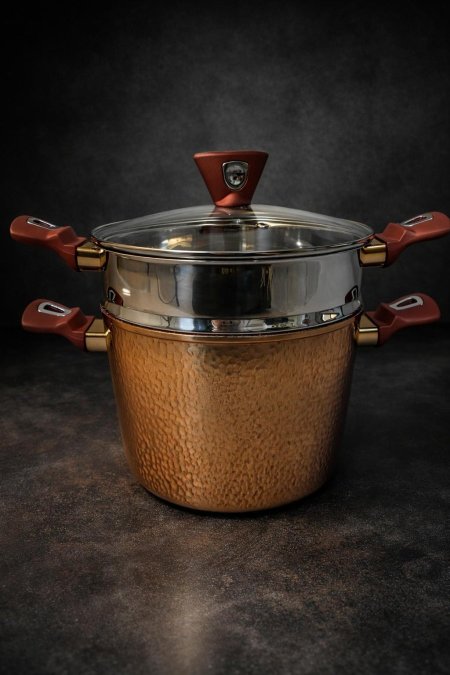 طنجرة مفتول ستانلس مع نحاس 24سم