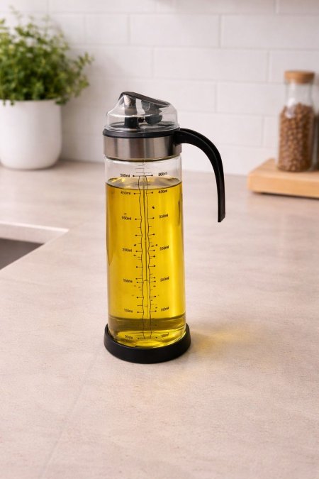 ابريق زيت زجاج مع يد بلاستيك 500مل