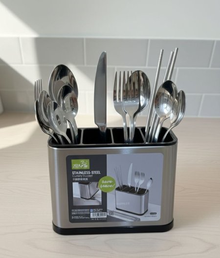 علبة معالق وشوك اطار ستانلس ستيل 4خانات