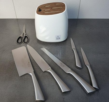 طقم سكاكين ستانلس ستيل ثقيلة مع قاعدة