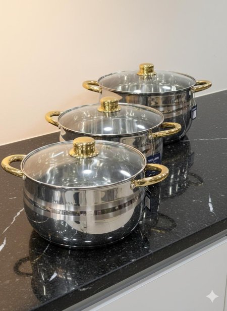 طناجر ستانلس ايد ذهبي