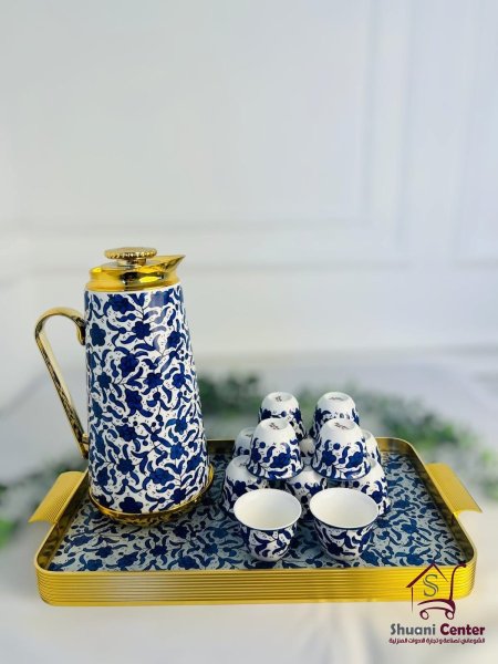 طقم صينية مع دلة و فناجين خزف