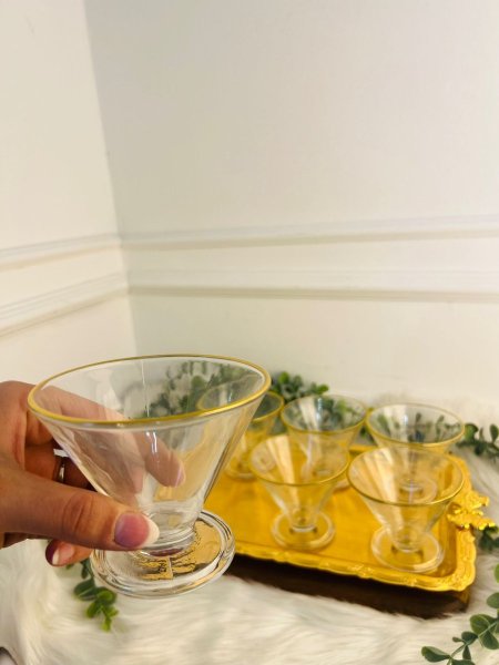 طقم كاسات بوظة حز ذهبي