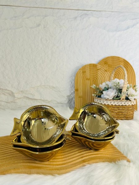 طقم مضايف مكسرات ذهبية فخمة وأنيقة لاصحاب الذوق الرفيع