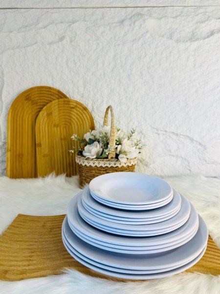 صحون تقديم ميلامين ابيض مميزة وانيقة وفخمة واضافة جميلة لطاولتك وضد الكسر