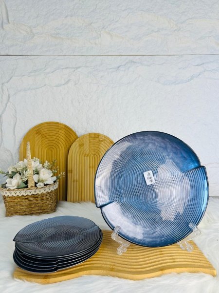 طقم تقديم مميز مكون من صحن كبير و6 صحون صغيرة متعددة الاستخدام (طقم لتقديم الفواكه)