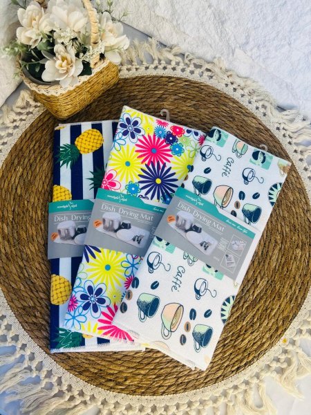 منشفة جلي مميزة لوضع الجلي عليها فائقة الامتصاص وسهلة الاستخدام والتخزين