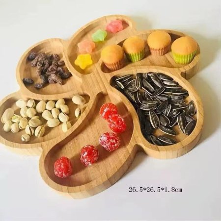 مضيفة خشبية على شكل وردة  مميزة مقسمة الى 6 وحدات