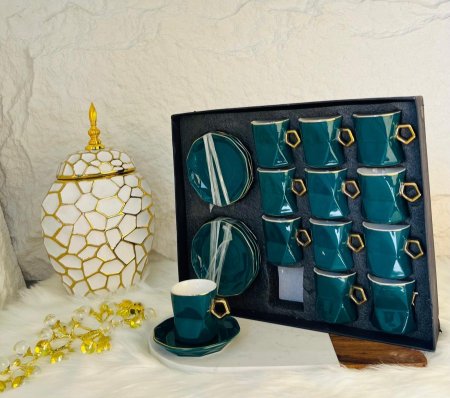 طقم فناجين قهوة 24 قطعة مميز وانيق وراقي جدا لاصحاب الذوق الرفيع