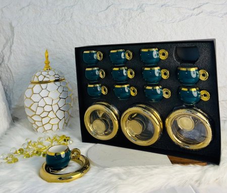 طقم فناجين قهوة 24 قطعة مميز وانيق وراقي جدا لاصحاب الذوق الرفيع