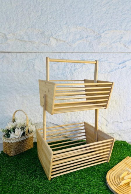 ستاند خشبي منظم مكون من طبقيتن مميز وانيق ومتعدد الاستخدام