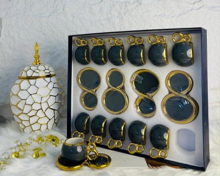 طقم فناجين قهوة 24 قطعة مميز وانيق وراقي جدا لاصحاب الذوق الرفيع