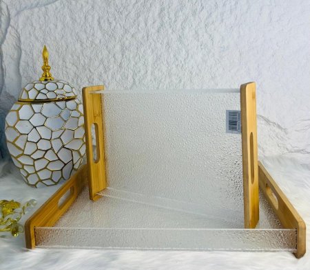 طقم صواني مميز اكروليك بايدي خشبية مميزة ومختلفة انيقة وعصرية تناسب جميع الاذواق