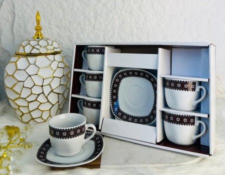 طقم فناجين شاي خياطة تراثي مميز يتكون من 12قطعة فخمة وراقية جدا