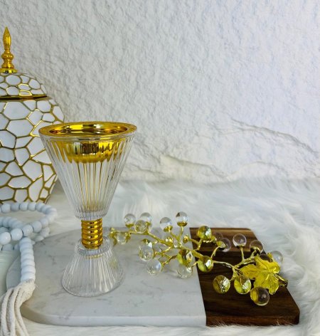 مبخرة زجاجية ذهبية فخمة وأنيقة لاصحاب الذوق الرفيع
