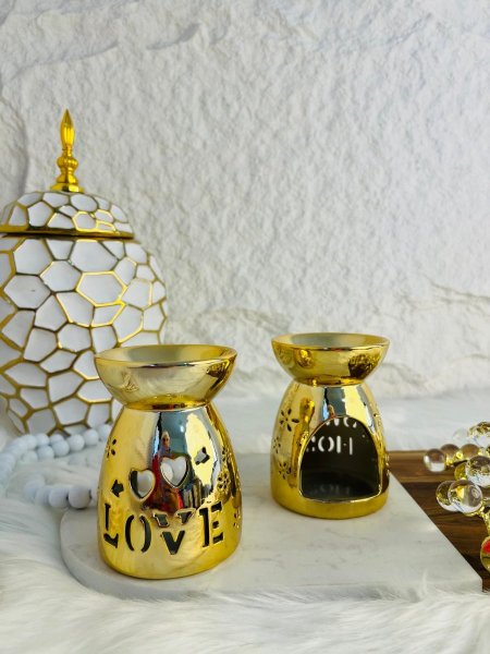 مبخرة زجاجية ذهبية فخمة ومميزة لاصحاب الذوق الرفيع