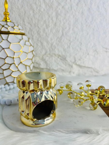 مبخرة زجاجية ذهبية فخمة وأنيقة لاصحاب الذوق الرفيع