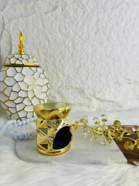 مبخرة زجاجية ذهبية فخمة وأنيقة لاصحاب الذوق الرفيع