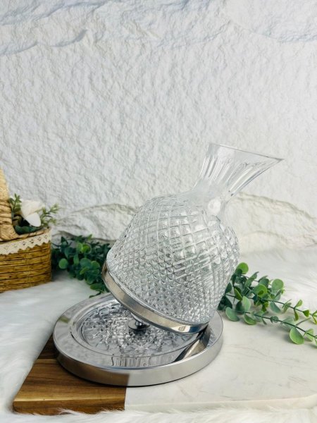 شاف زجاجي مميز مختلف وأنيق بقاعدة ستانلس ستيل دوارة ينقل طاولتك لرقي والفخامة لاصحاب الذوق الرفيع و العالي جدا