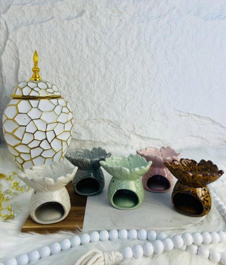 مبخرة زجاجية على شكل ورقة شجر  مميزة وانيقة وفخمة واضافة جميلة لبيتك