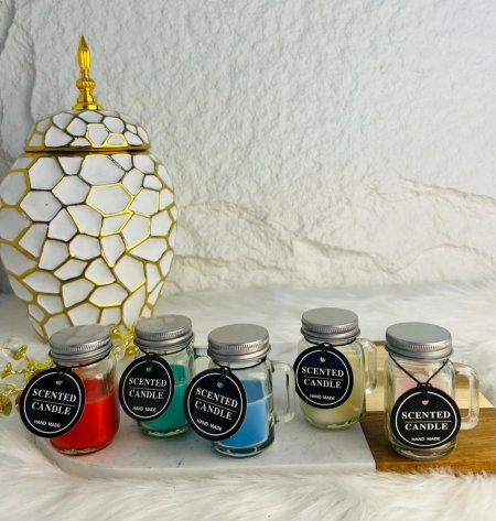 شمع عطري مميز بمرتبان مغلق صناعة يدوية فخمة جدا وبألوان متعددة
