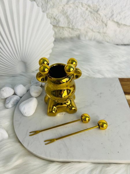 طقم شوك حلويات  مع قاعدة ذهبية مميز وانيق وراقي جدا