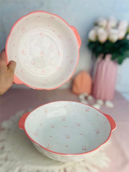 جاط بورسلان مميز وانيق باللون الابيض والزهري فخم جدا لاصحاب الذوق الرفيع