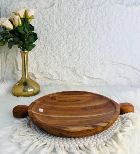 صحن تقديم هندي خشبي مميز ومتعدد الاستخدام