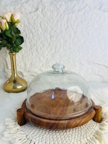 صحن ضيافة خشب هندي مميز بغطاء زجاجي مميز وانيق وراقي جدا