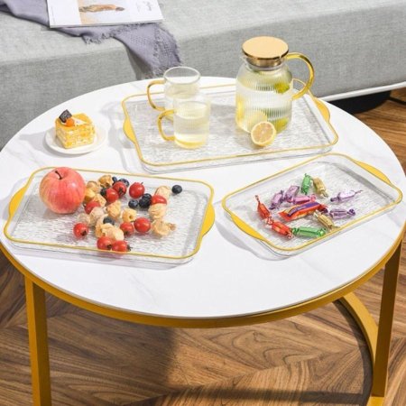 صواني تقديم  اكروليك بحز ذهبي مميزة وانيقة وراقية جدا