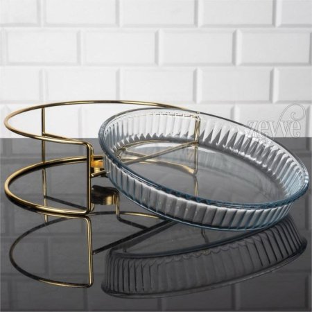 صنية بيركس دائرية بقاعدة ذهبية فخمة وأنيقة لاصحاب الذوق الرفيع