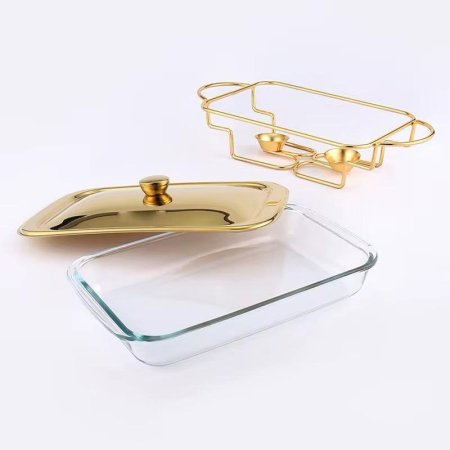 صنية بيركس مستطيلة مع غطاء ذهبي مميزة وانيقة وفخمة واضافة جميلة لطاولتك