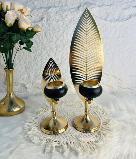 طقم شمعدان على شكل ورقة مميز جدا