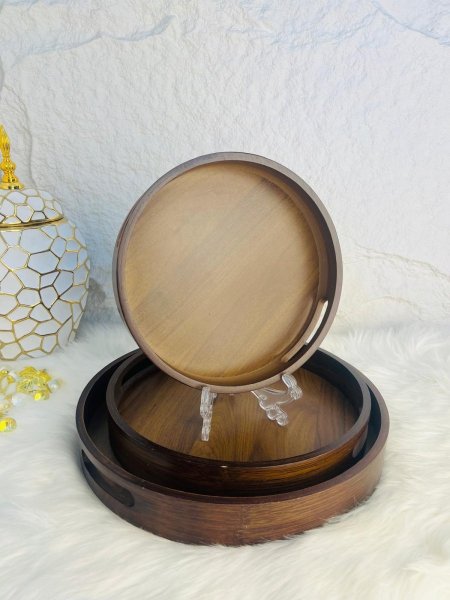 طقم صواني خشبية دائري مميز وانيق وراقي جدا لاصحاب الذوق الرفيع