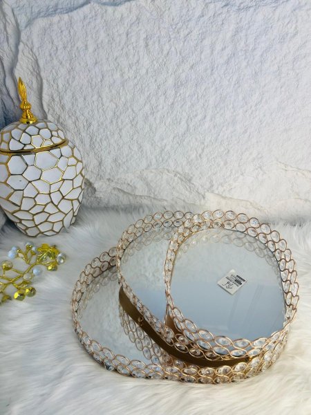 طقم صواني بيضاوي تقديم كرستالي فخم وأنيق  لاصحاب الذوق العالي