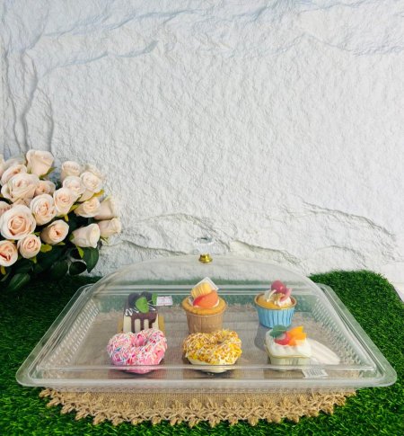 مضيفة اكروليك مستطيلة بغطاء محكم مميزة وانيقة وفخمة واضافة جميلة لبيتك