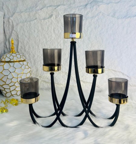 شمعدان اسود وذهبي فخم جدا