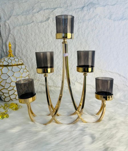 شمعدان ذهبي زجاجي مميز وانيق وراقي جدا