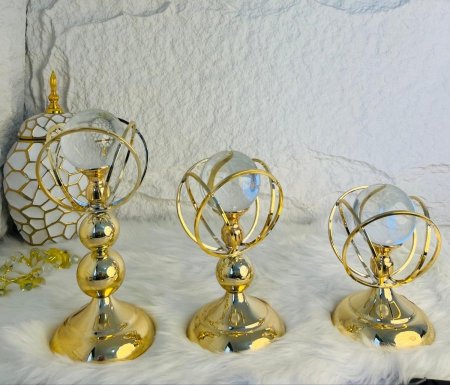 طقم ديكور ذهبي لبلورة زجاجية مميزة وانيقة وفخمة