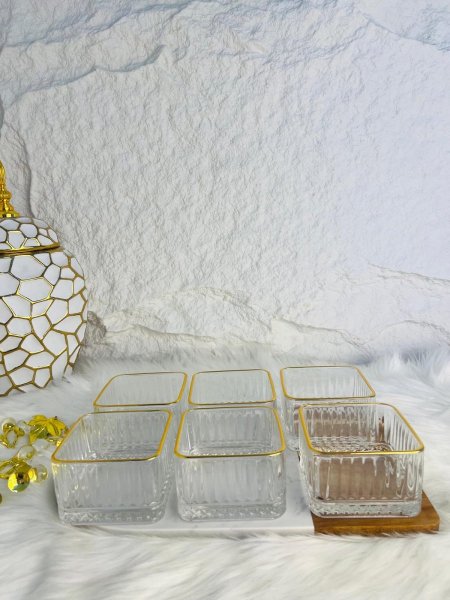 طقم صحون مكسرات مربع حو ذهبي