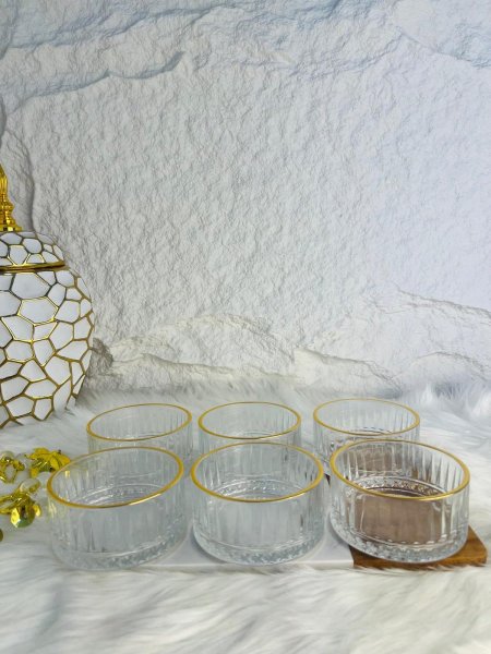 طقم صحون مكسرات مدور خز ذهبي