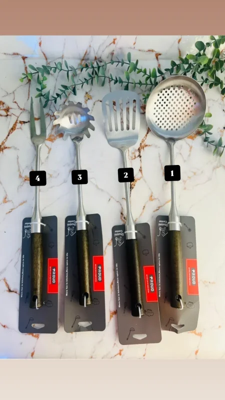 مغارف متعددة الاستخدام ستانلس ستيل ثقيل بيد خشبية مميزة