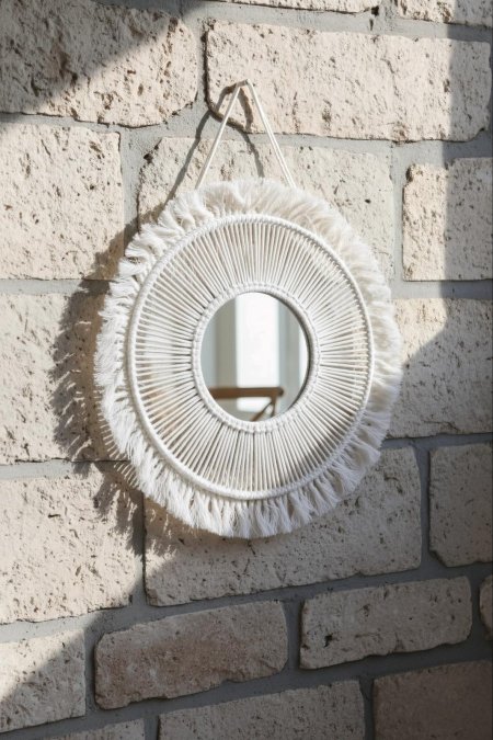 تعليقة قماش مع مرآة مدور