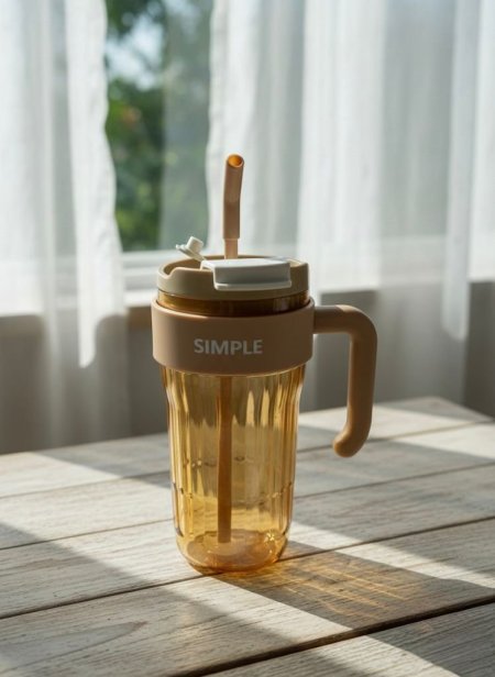 كوب ماء بلاستيكي بسيط بلون البرتقالي