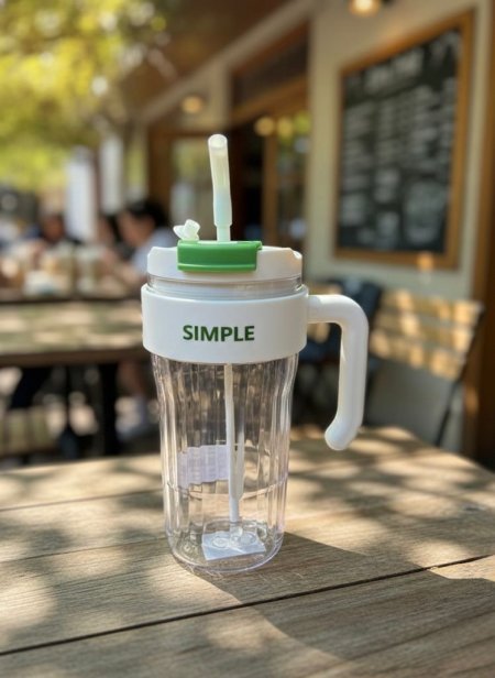 كوب ماء بلاستيكي بسيط بلون الابيض