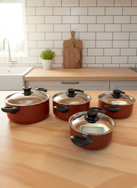 طناجر تروفال بكل الاحجام بلون الاحمر