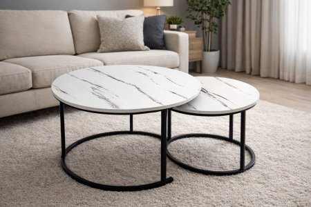 طقم طاولة أبيض ماربل