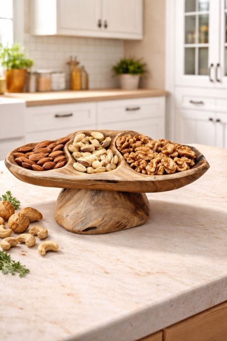 طقم تقديم خشب طبيعي