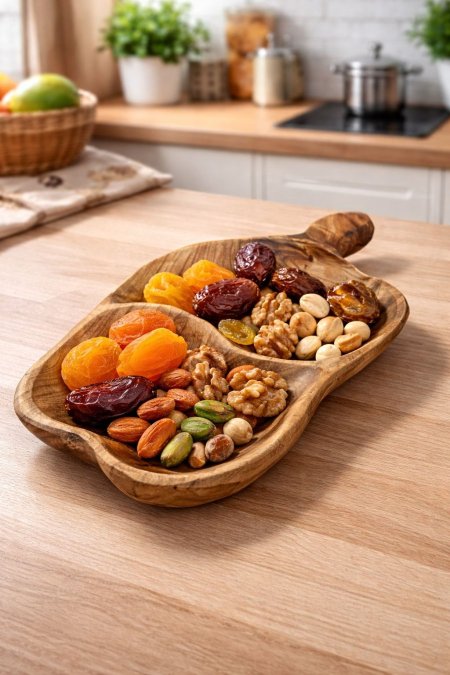 طبق تقديم خشبي طبيعي مع يد منتظم الشكل